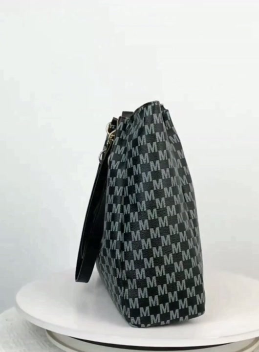 Elegant Monogram Tote Handbag in Black