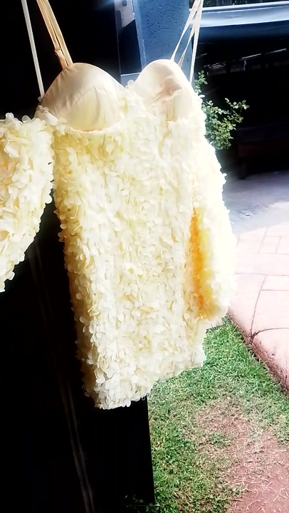 Pastel Yellow 3d Flower Puff Sleeves Mini Dress