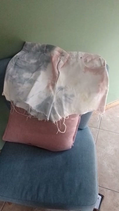 Denim short blue ,pink and white
