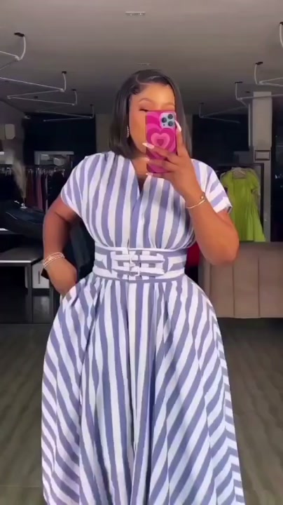 Striped Button Front Maxi Dress