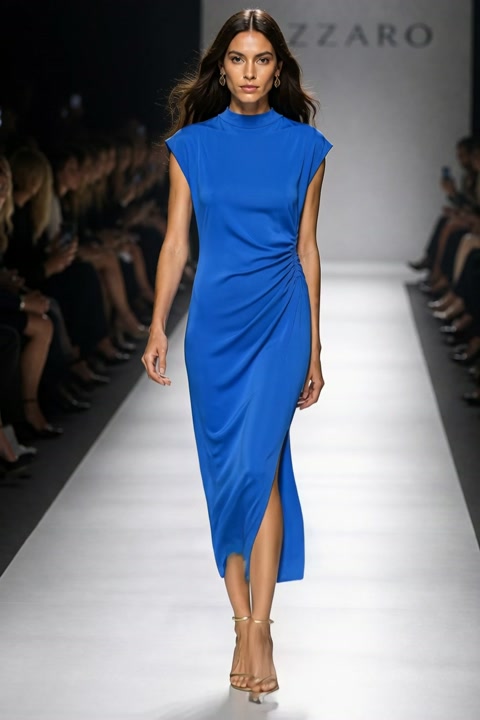 Forever New Royal Blue Ruched Midi Dress