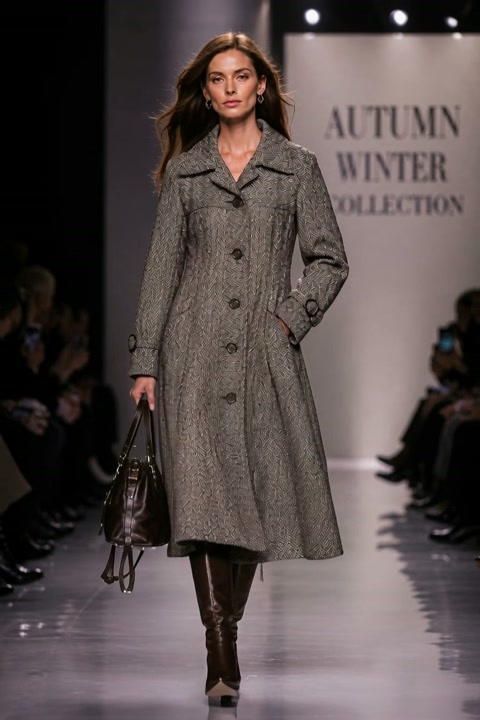Brown Tweed Coat, Size 3XL, Alveco Collection