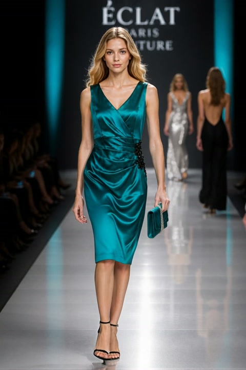 Like-New Green Midi Evening Dress, Size 5XL