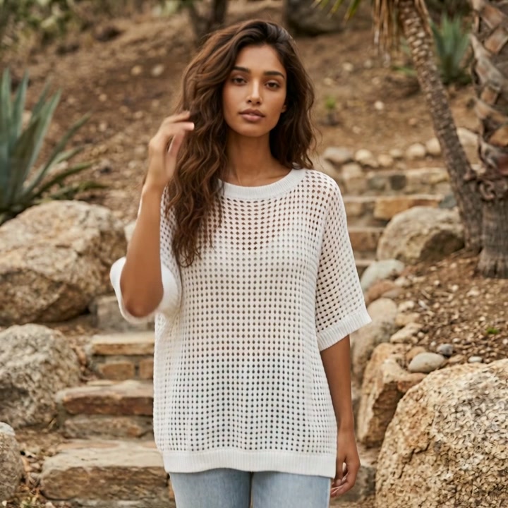 Truworths White Cotton Knit Top, Size XL, Like New