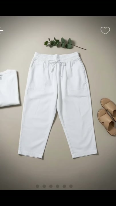 Milady’s White Trousers with a hint of iced green, Size 12L, Like New three quarter  length comfort supreme. 