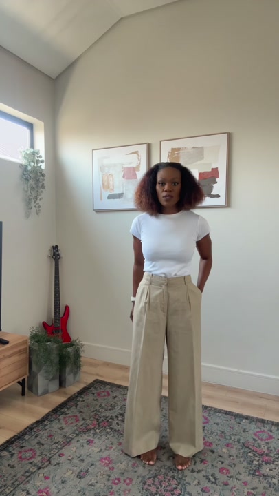 Zara Beige Tailored Straight Trousers