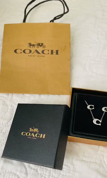 Coach pave signature necklace