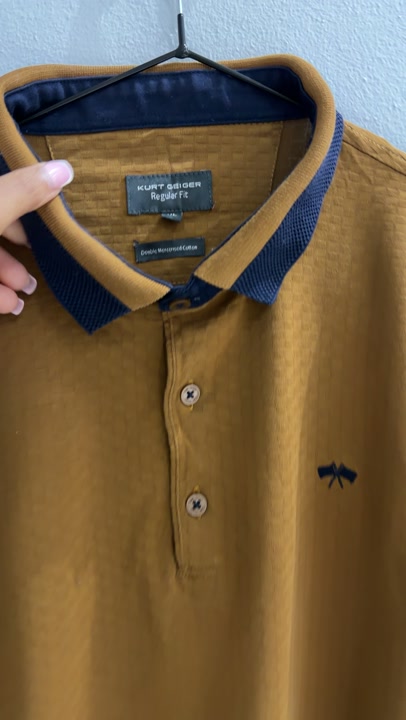 Kurt Geiger Ochre Mustard Double Mercerised Cotton Po Shirt Size XL 👔