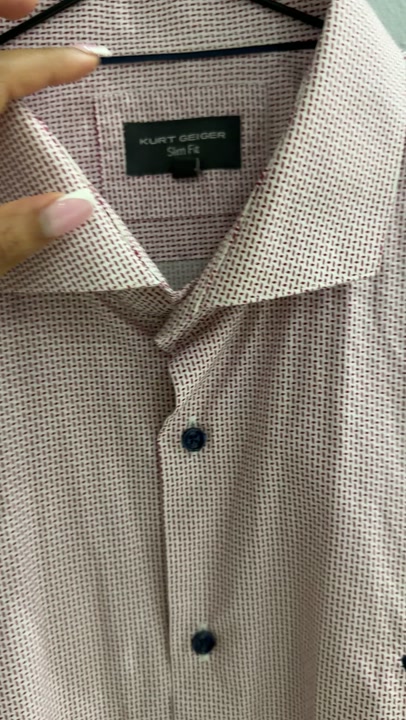 KURT GEIGER Slim Fit Pink Geometric Pattern Shirt XL 👔 