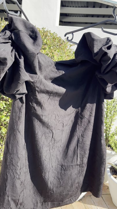 H&M Black Puff-Sleeve Mini Dress, Like New, Size 2XL