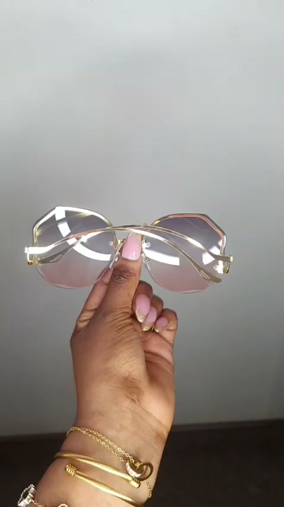 Rimless Round Gradient Lens Glasses in Grey, One Size