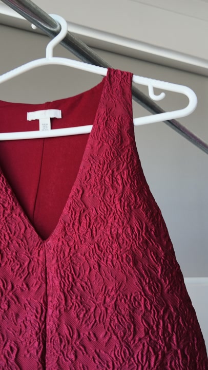 H&M Burgundy Drop Waist Mini Dress, Size S, Like New
