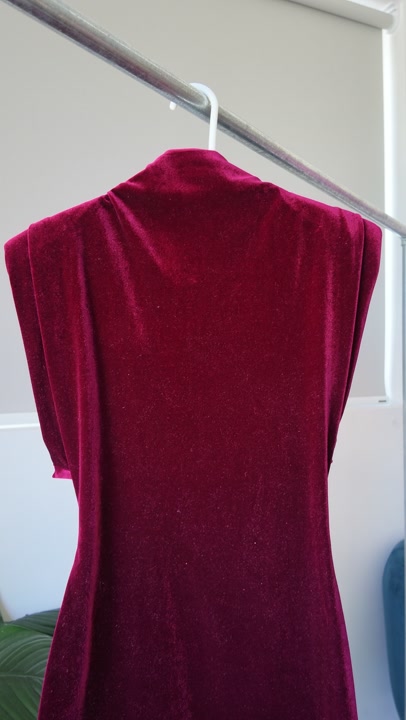Zara Burgundy Velour Mini Dress XS, Padded Shoulders