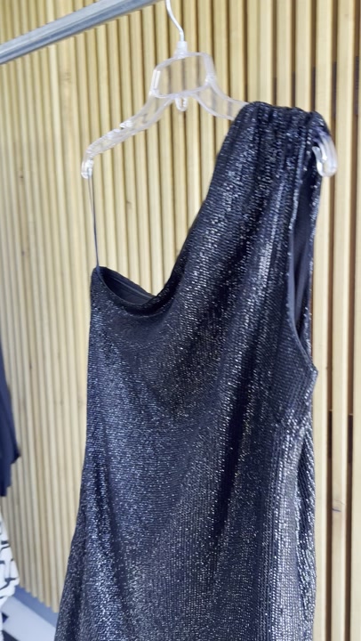 Witchery Black Sequin One-Shoulder Midi Dress, Size 10