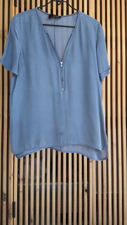 The Kooples Grey Satin Blouse, Size L, Pre-Loved