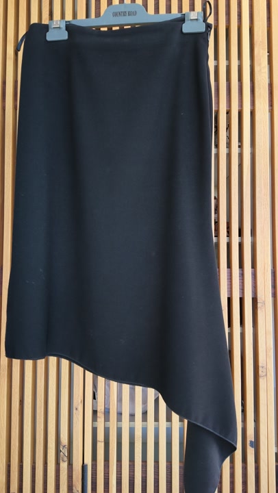 Witchery Black Asymmetric Midi Skirt, Size 10, Pre-Loved