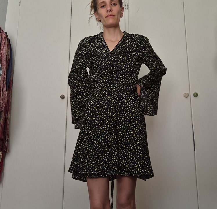 Unwritten Designs black ditsy floral mini wrap dress