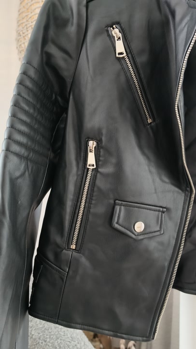 Zara Black Faux-Leather Biker Jacket
