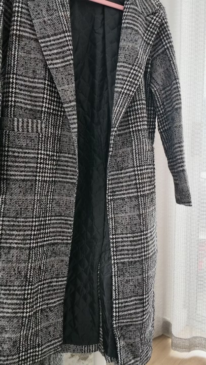 Black-and-White Checked Coat