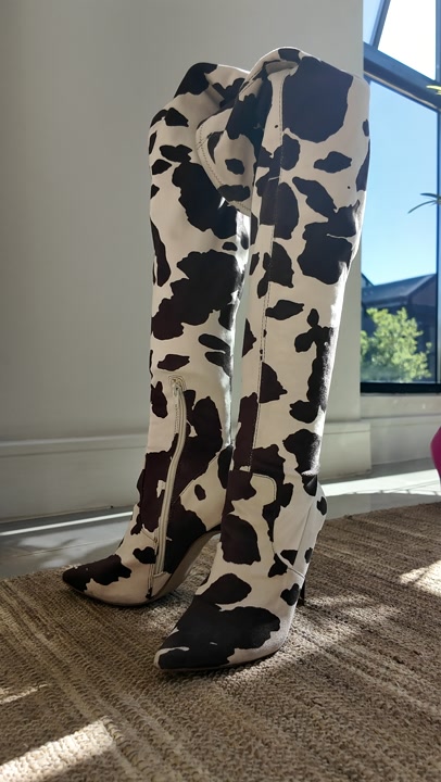 Steve Madden Brown Cowhide High-Heel Boots
