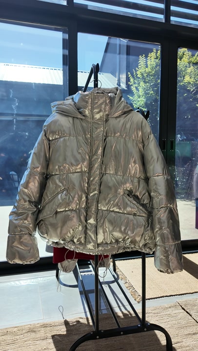 H&M Silver Hooded Bomber Jacket